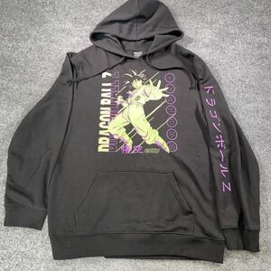Dragon Ball Z Goku Hoodie Mens M Black Neon Green Toei Animation Anime Graphic
